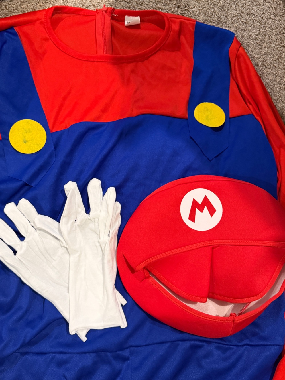 Adult size Mario Costume Set with Hat and Gloves